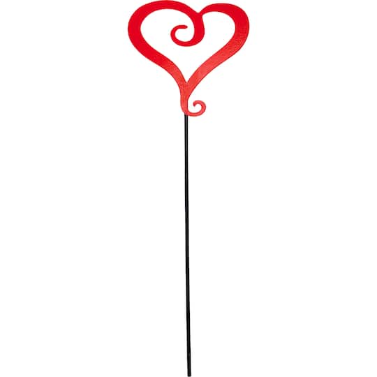 15.5" Red & Black Open Heart Shaped Garden Stake